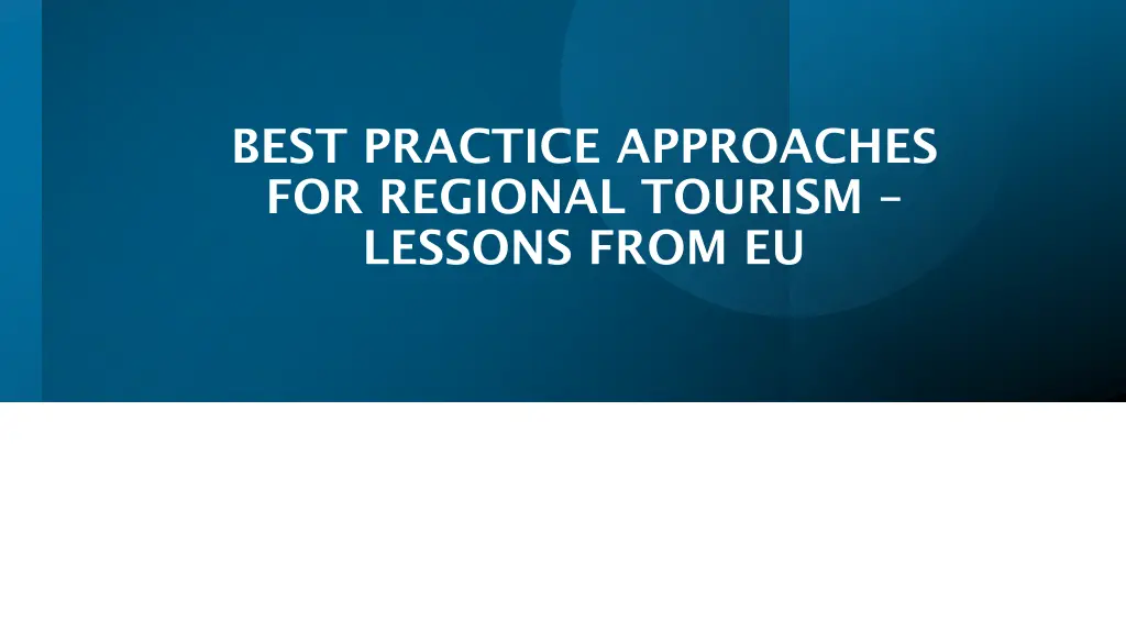 best practice approaches for regional tourism