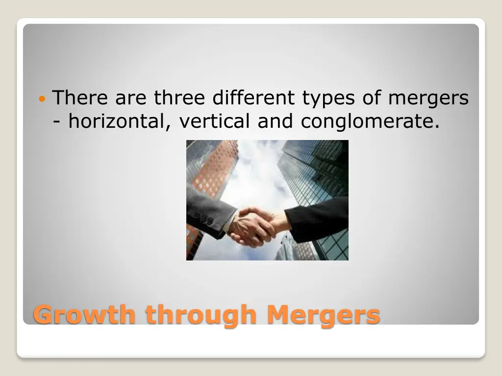there are three different types of mergers