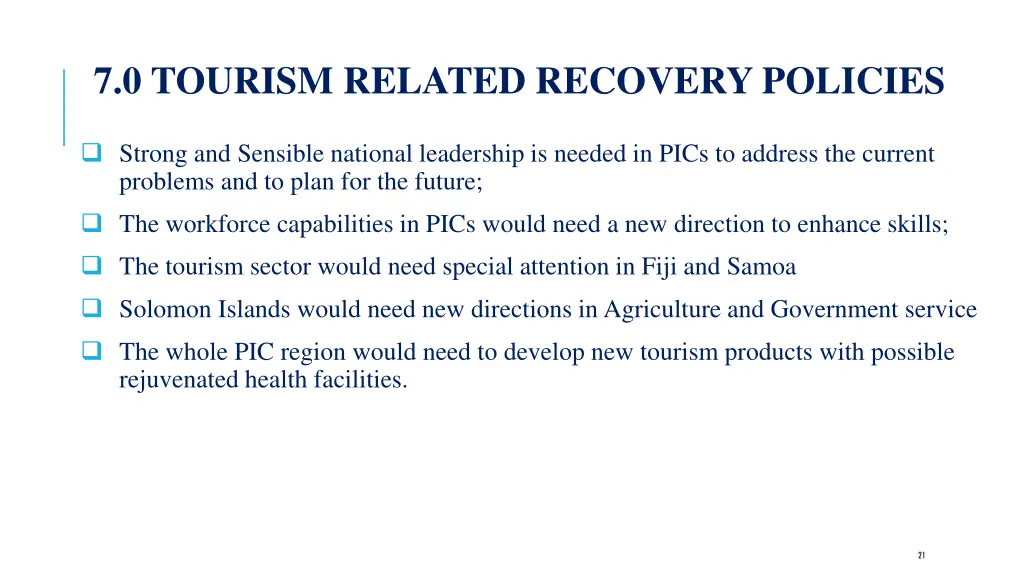 7 0 tourism related recovery policies
