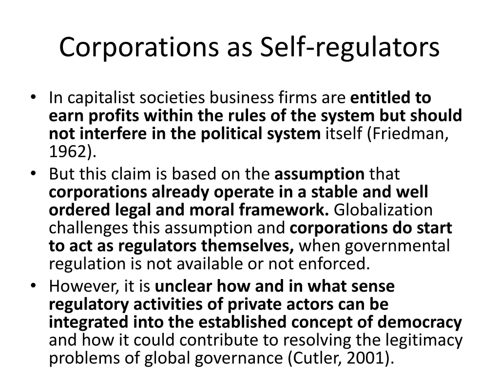 corporations as self regulators