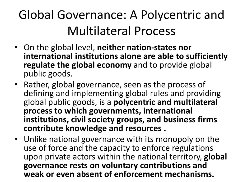 global governance a polycentric and multilateral