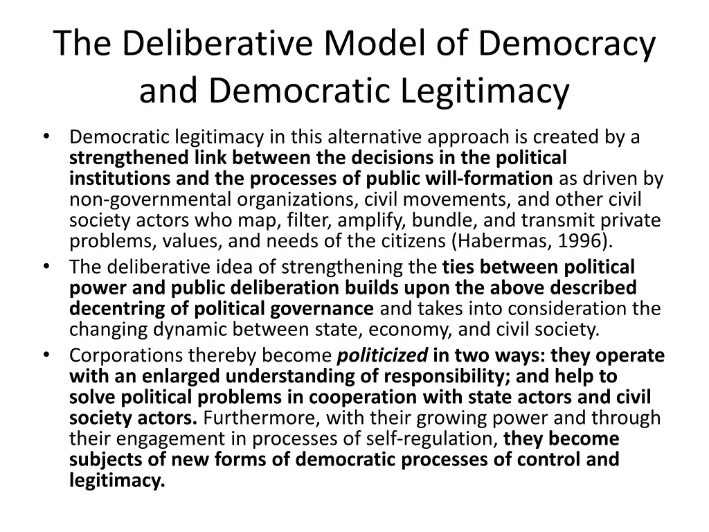 the deliberative model of democracy 1