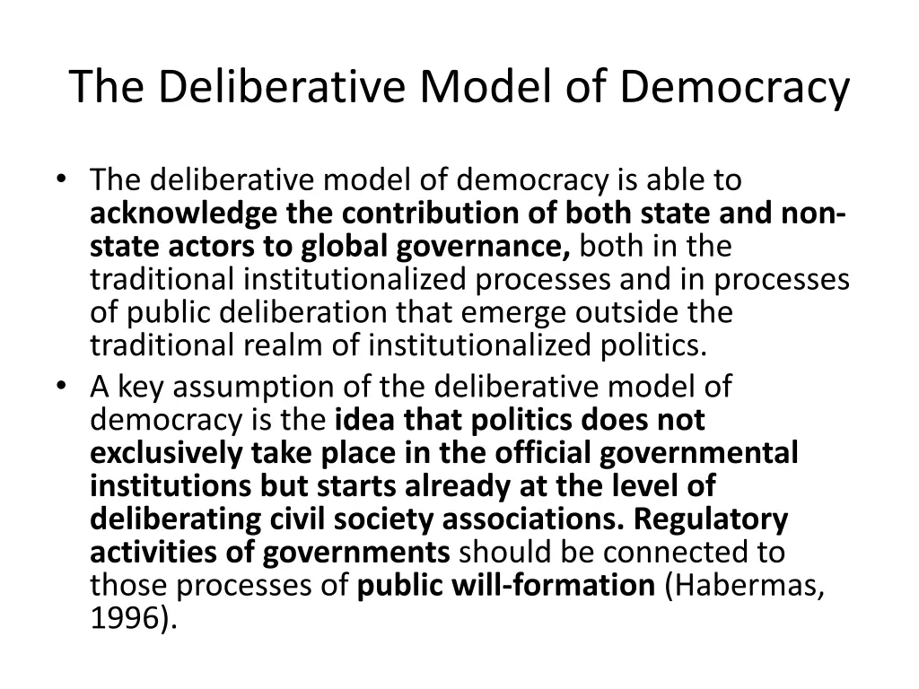 the deliberative model of democracy