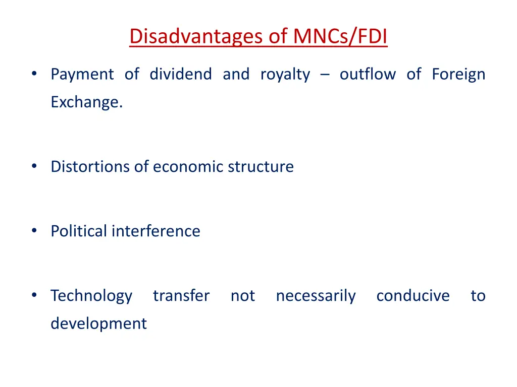 disadvantages of mncs fdi