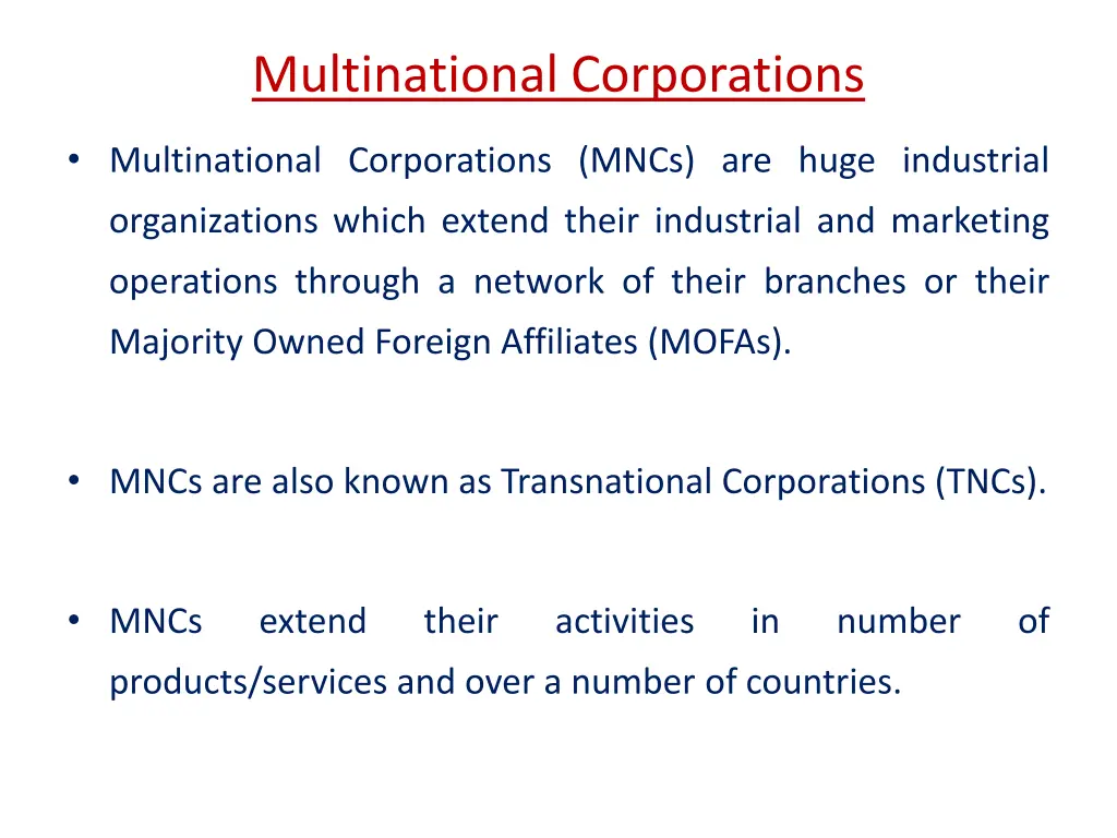 multinational corporations