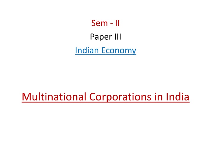 sem ii paper iii indian economy