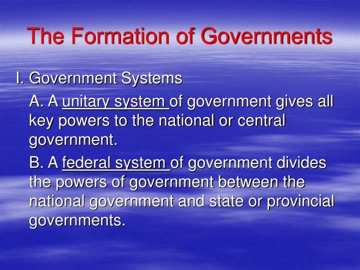 the formation of governments