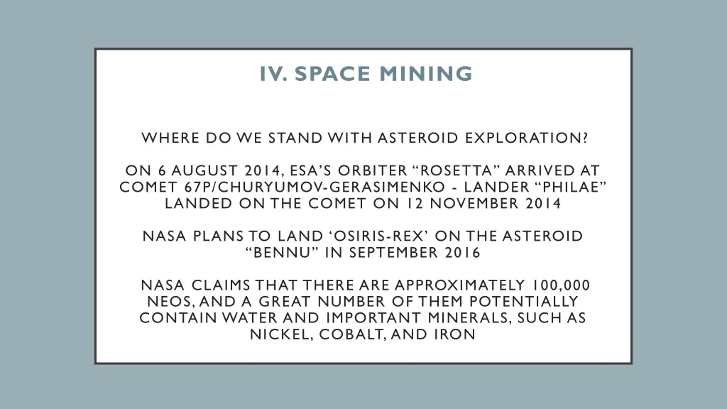 iv space mining