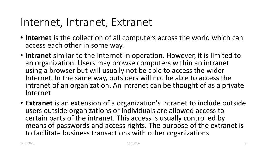 internet intranet extranet