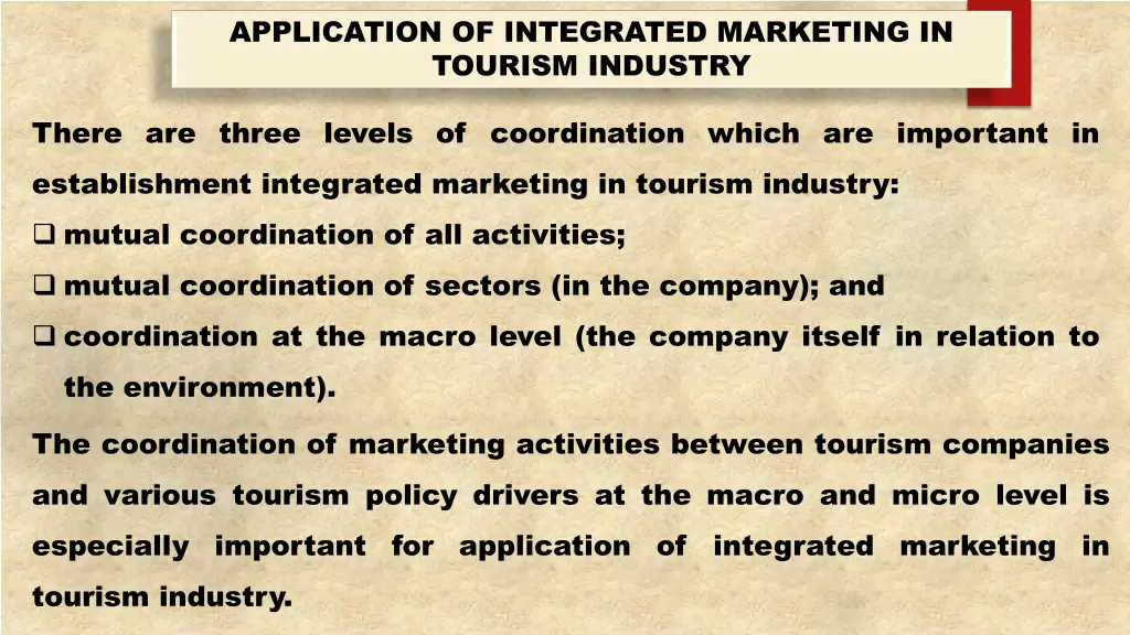 application of integrated marketing in tourism