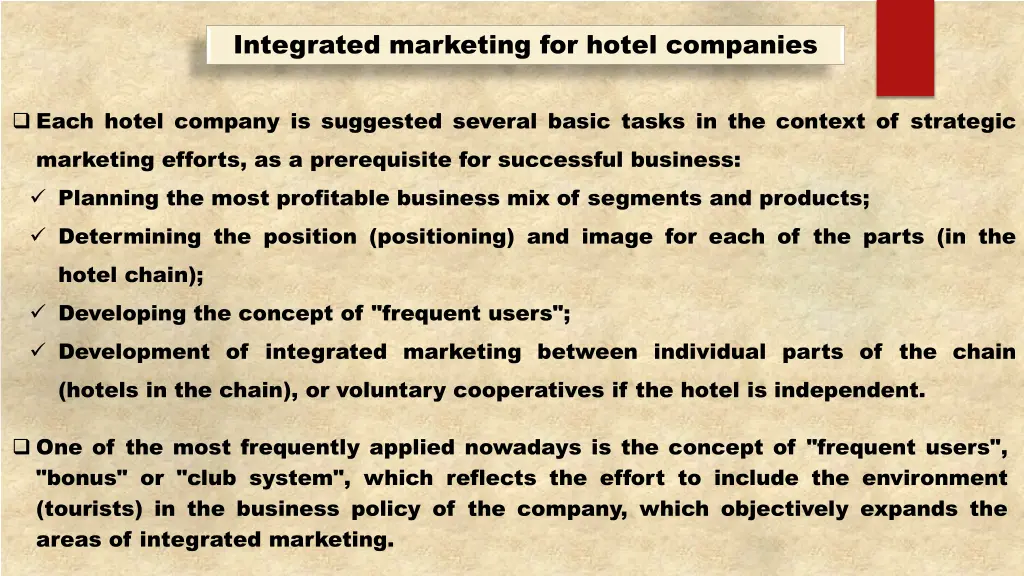 integrated marketing for hotel companies