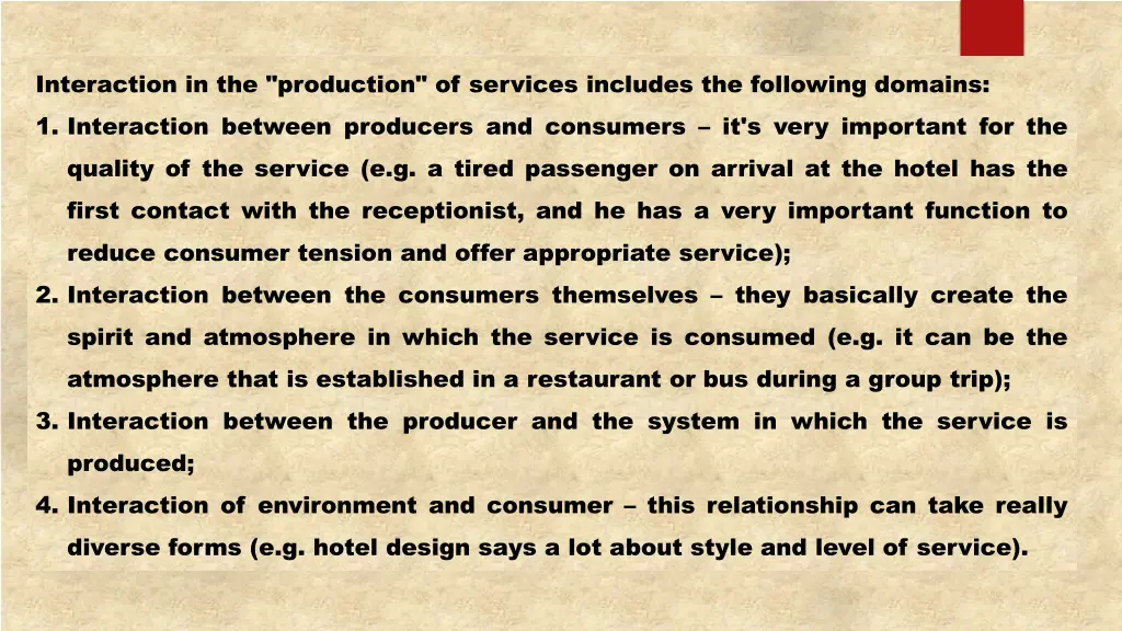 interaction in the production of services