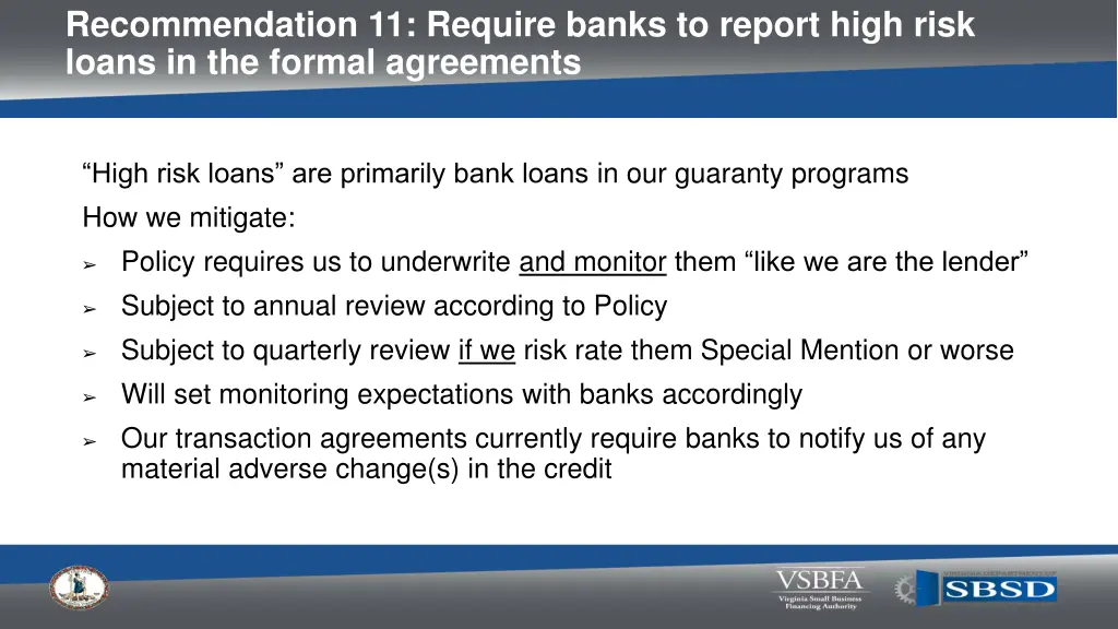 recommendation 11 require banks to report high