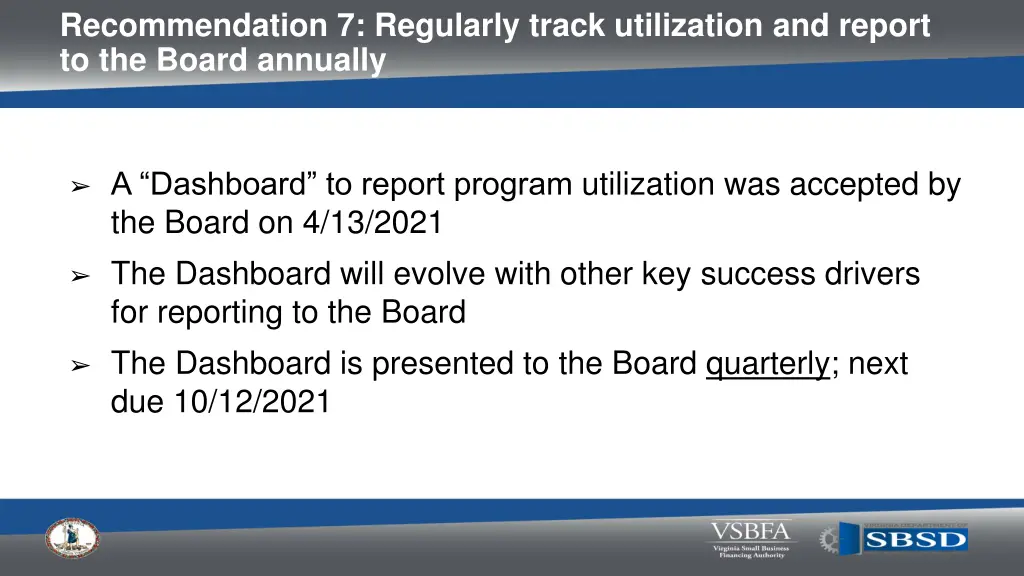 recommendation 7 regularly track utilization