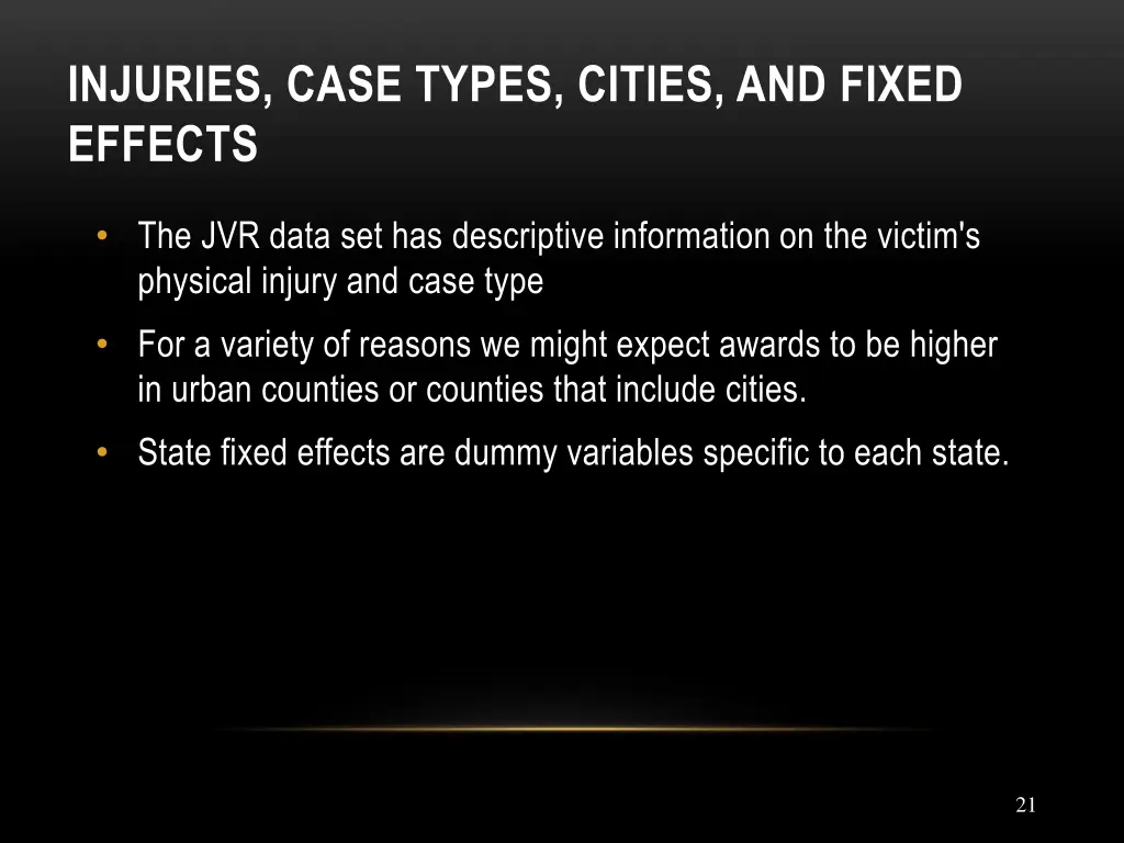 injuries case types cities and fixed effects
