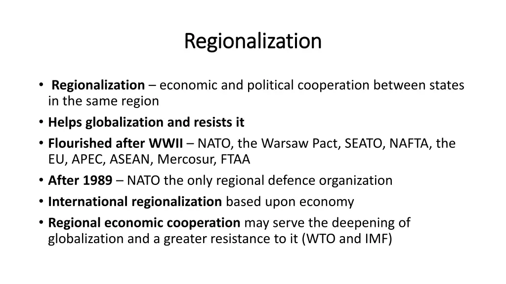 regionalization regionalization