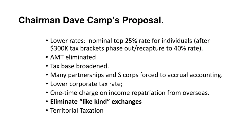 chairman dave camp s proposal
