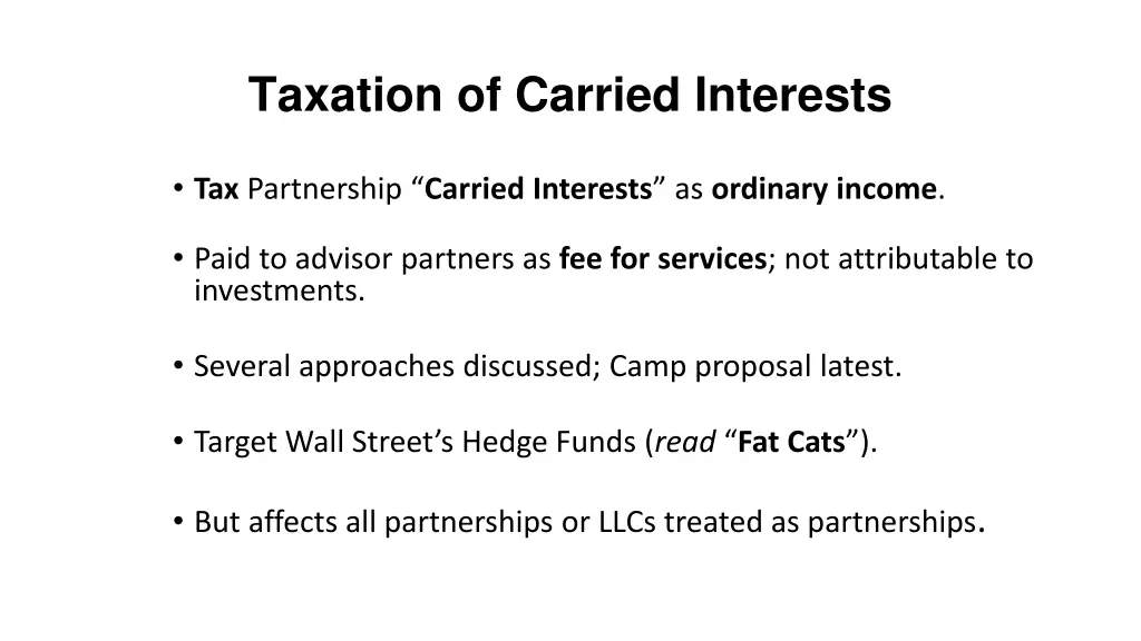 taxation of carried interests