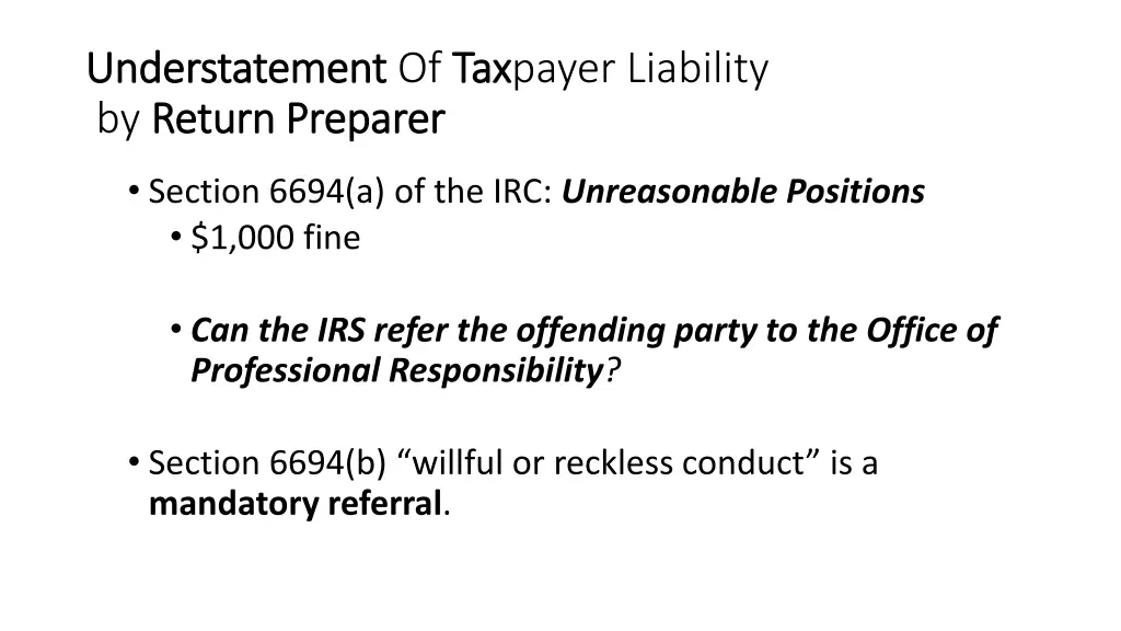 understatement understatement of tax by return