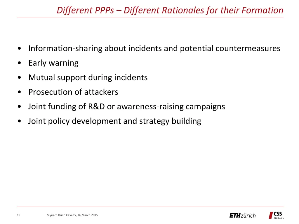 different ppps different rationales for their