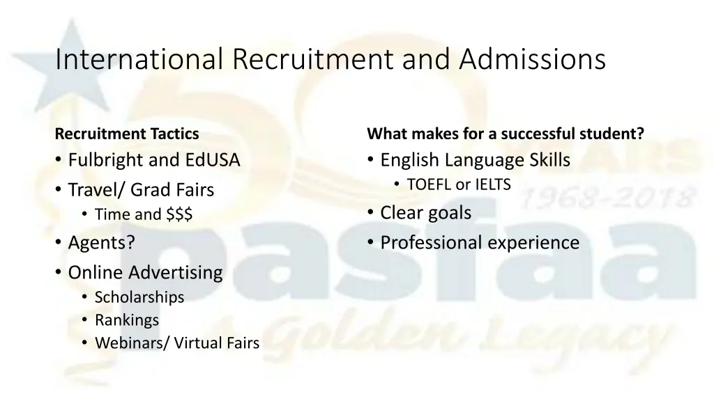 international recruitment and admissions