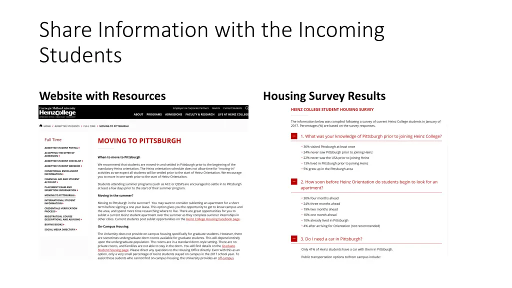 share information with the incoming students