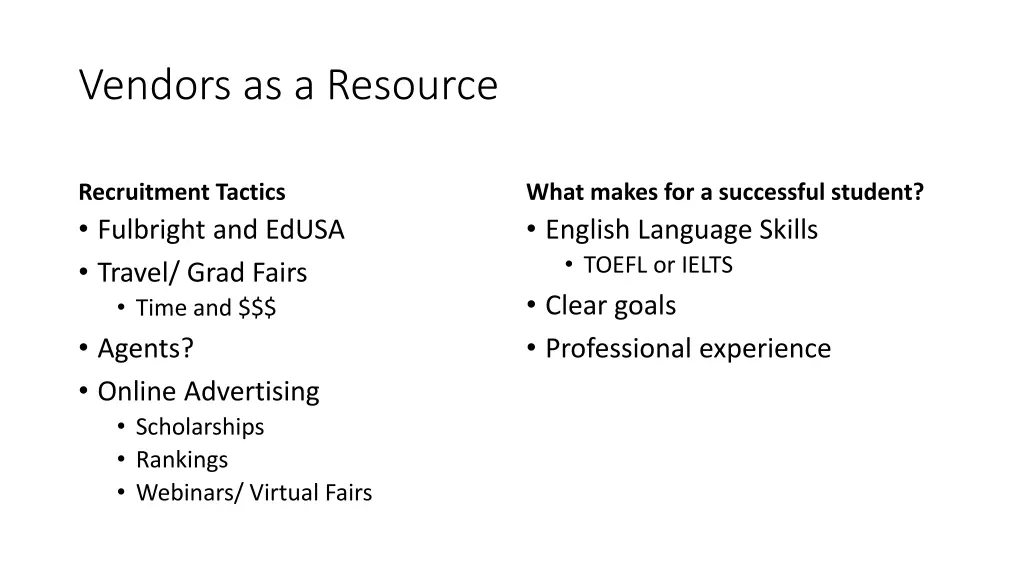vendors as a resource