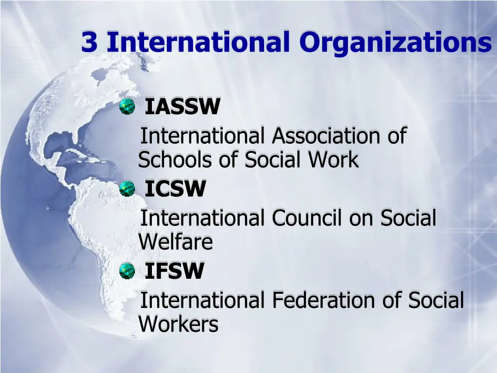 3 international organizations