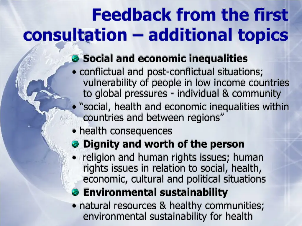 feedback from the first consultation additional 1