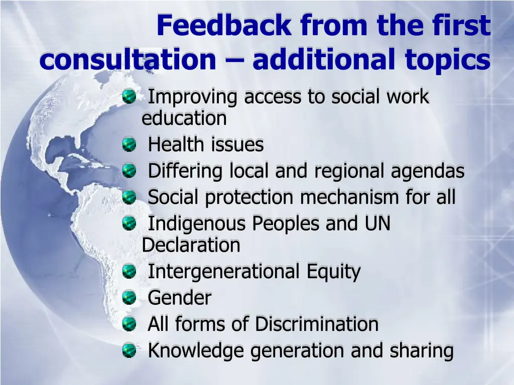 feedback from the first consultation additional