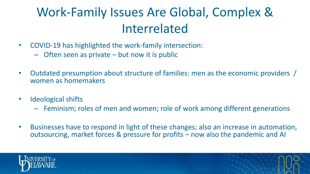 work family issues are global complex interrelated