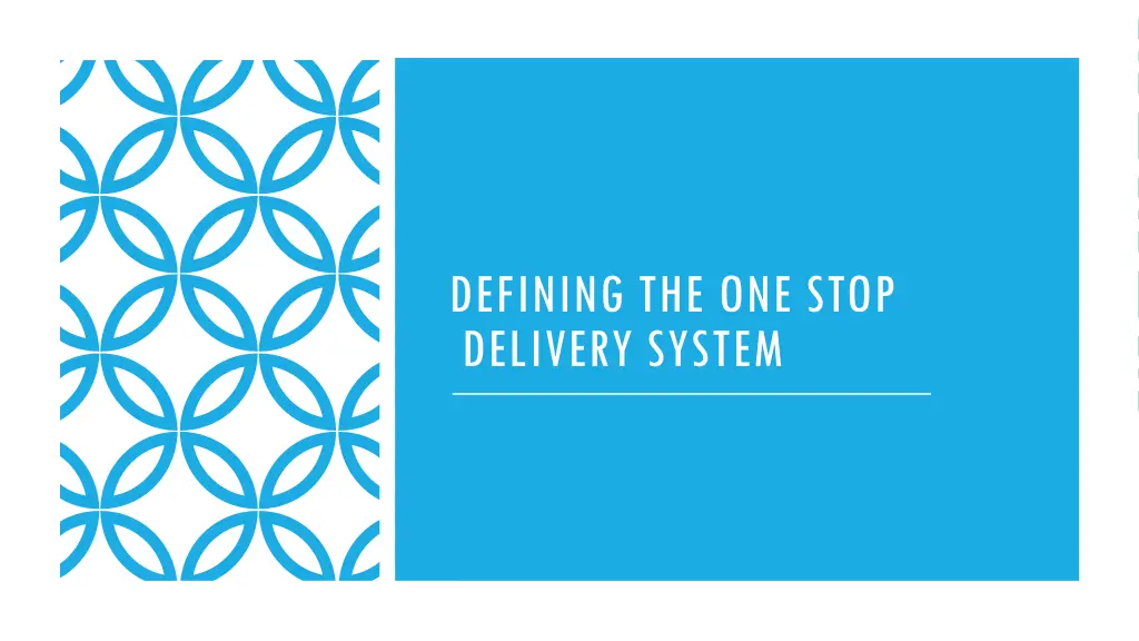defining the one stop delivery system