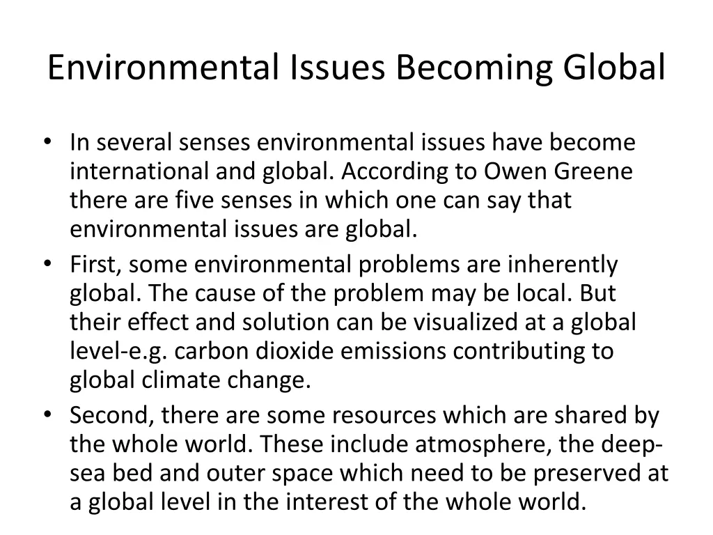 environmental issues becoming global