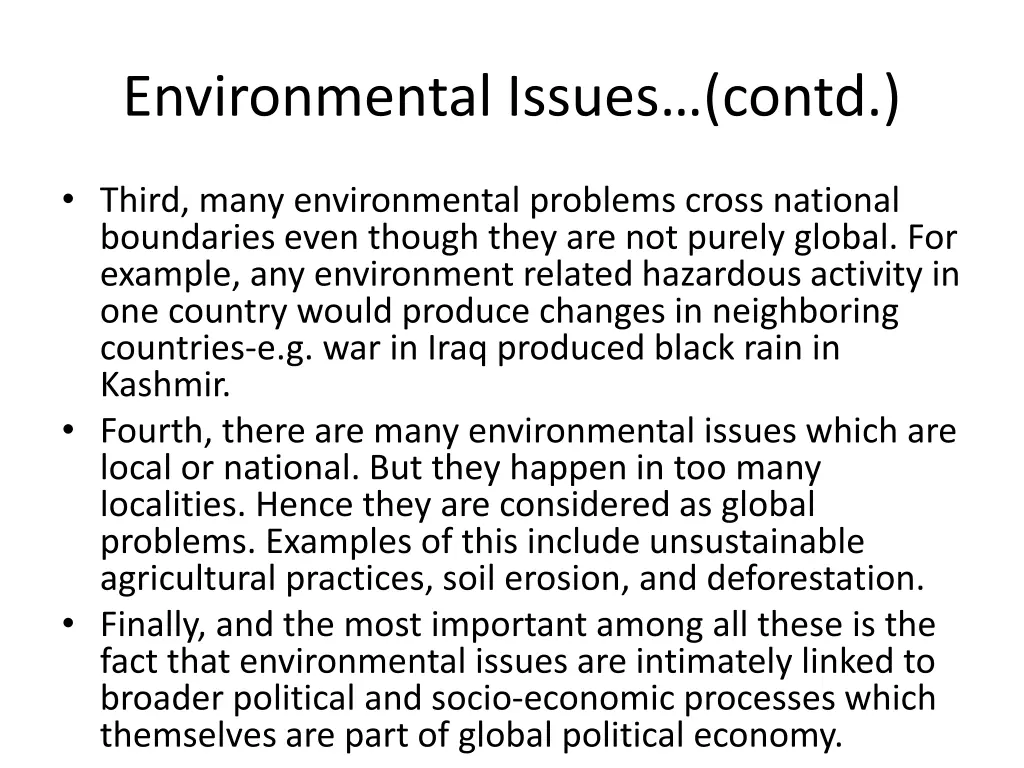 environmental issues contd
