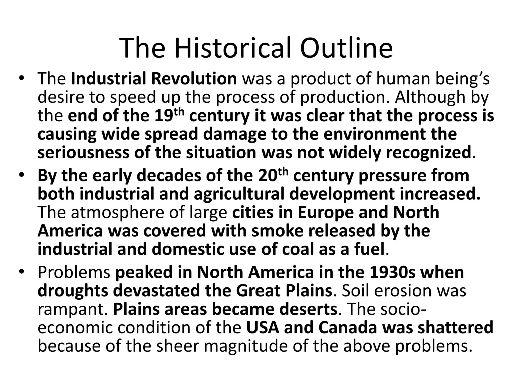 the historical outline the industrial revolution