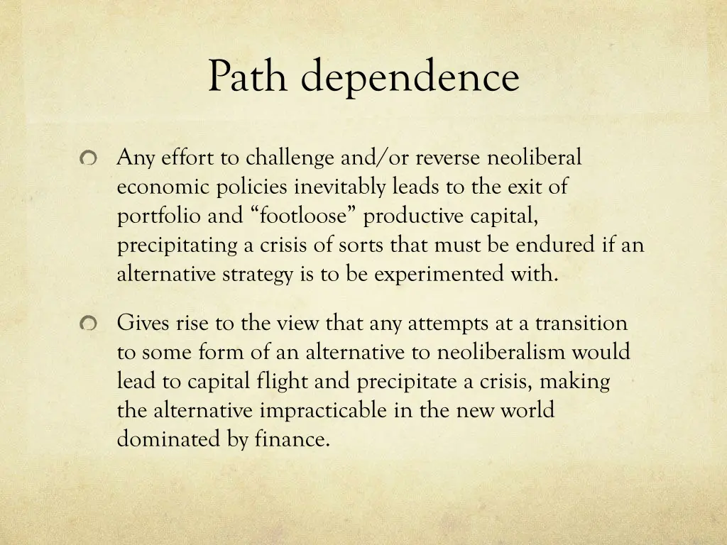path dependence