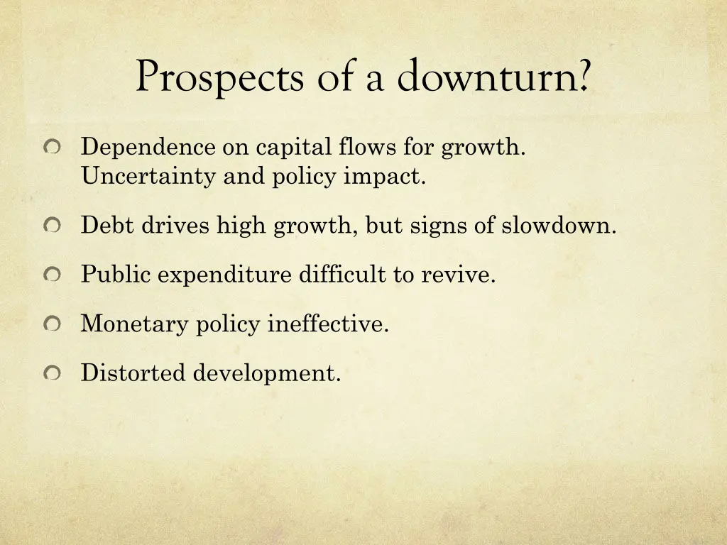 prospects of a downturn