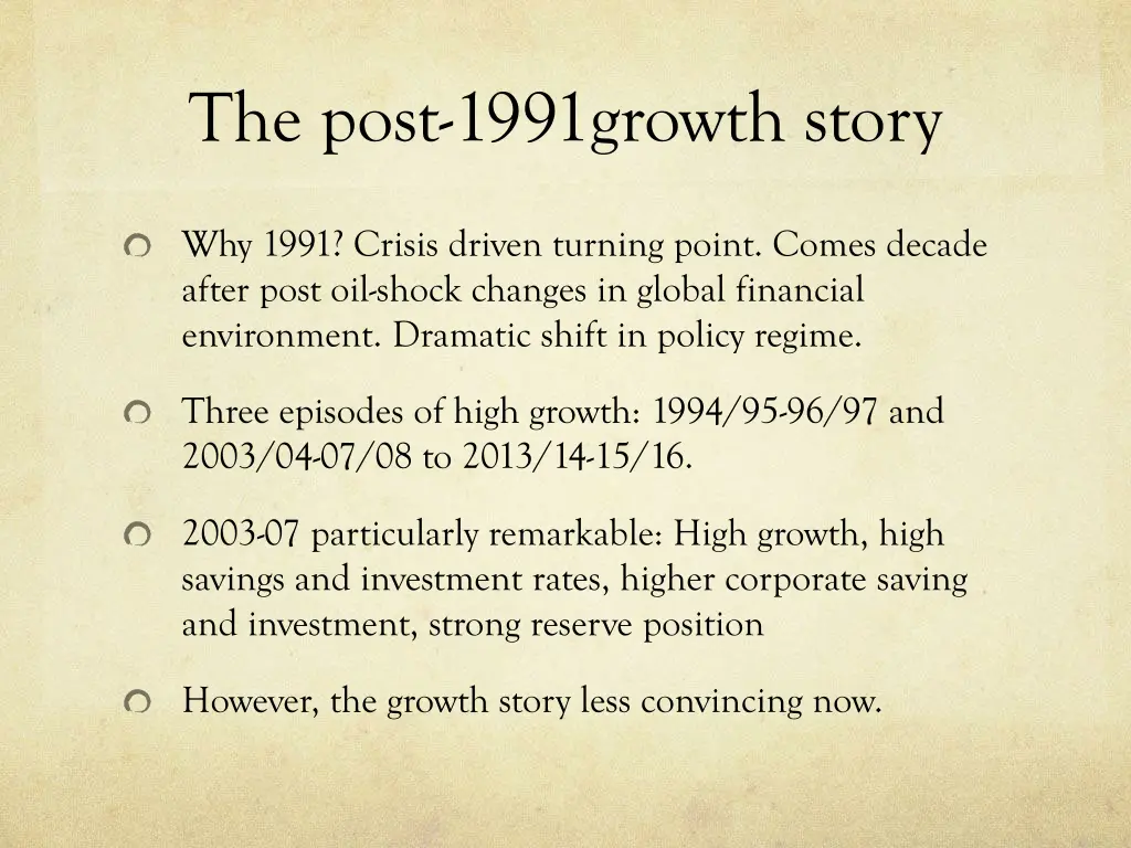 the post 1991growth story