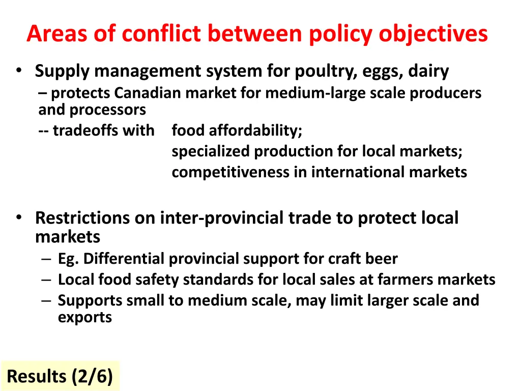 areas of conflict between policy objectives