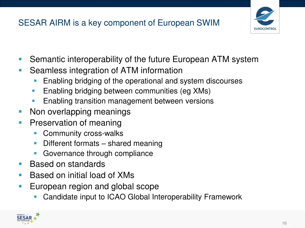 sesar airm is a key component of european swim