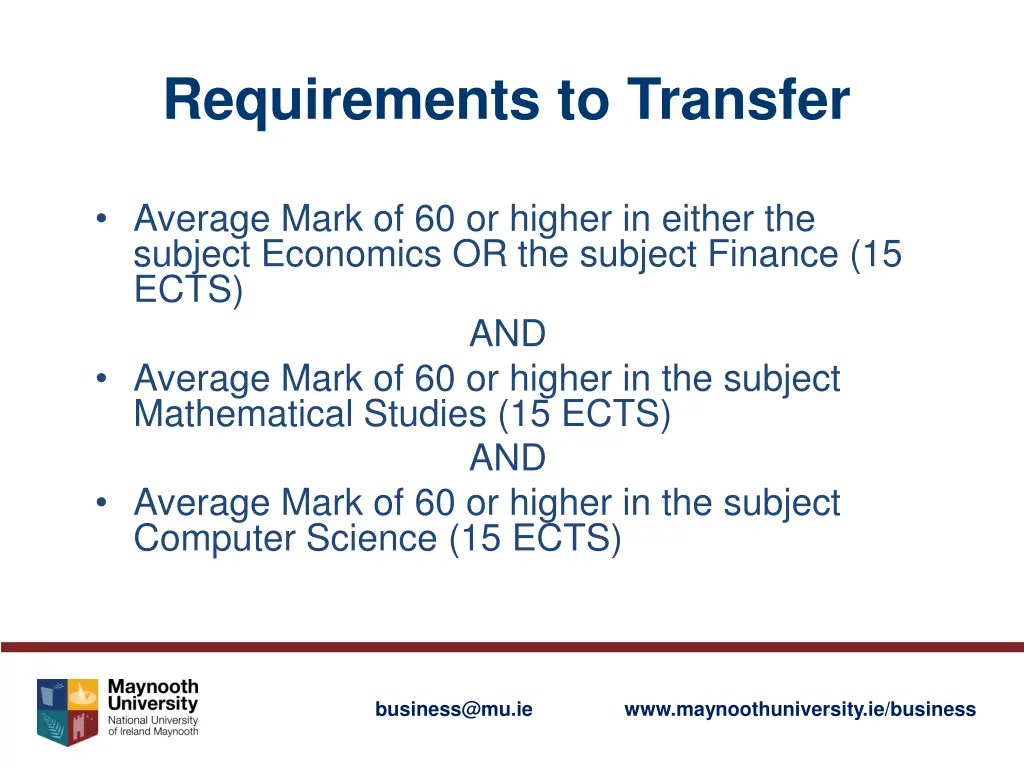requirements to transfer 2