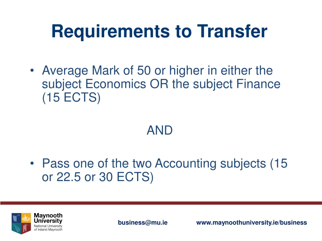 requirements to transfer