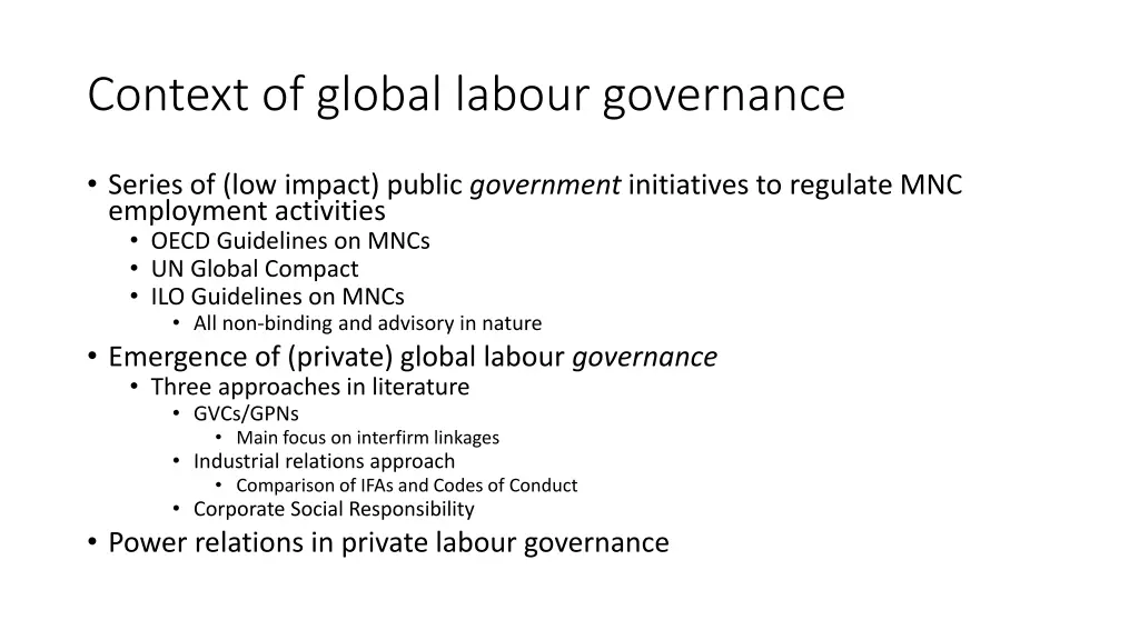 context of global labour governance