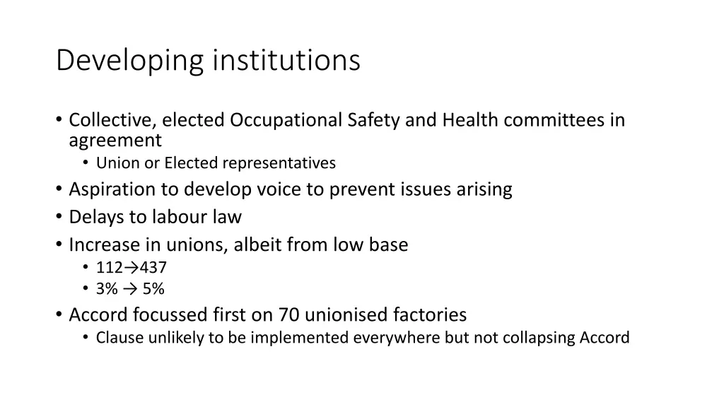 developing institutions