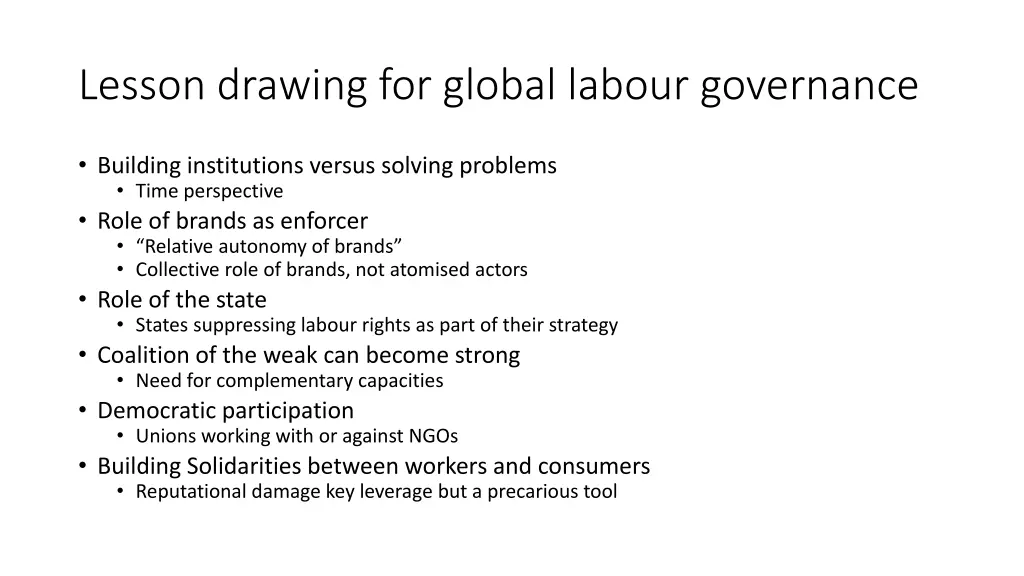 lesson drawing for global labour governance
