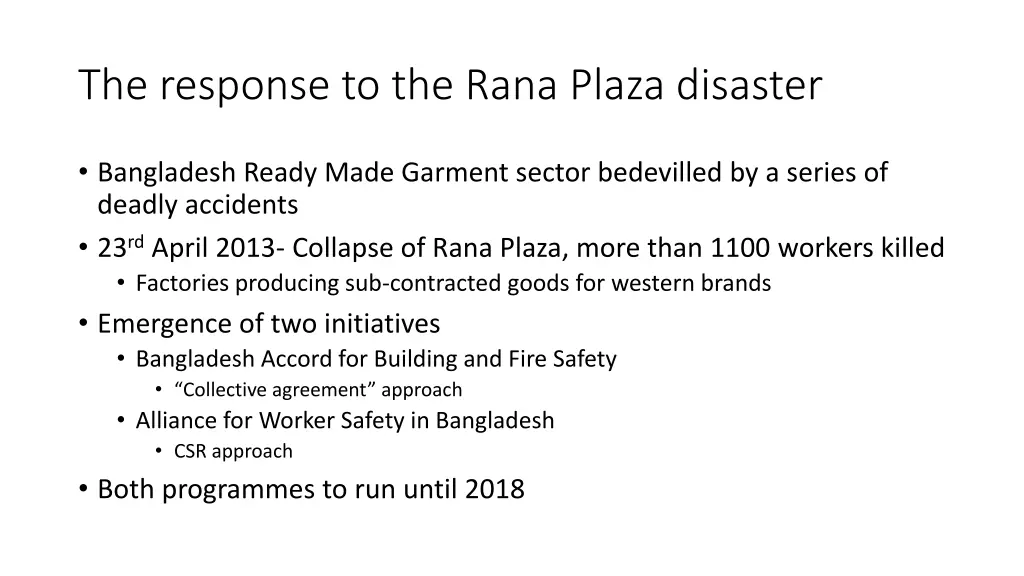 the response to the rana plaza disaster