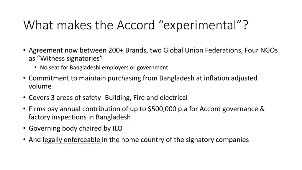 what makes the accord experimental