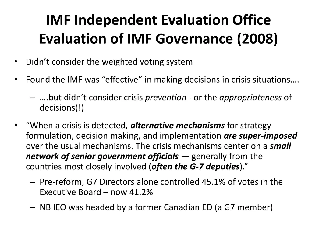imf independent evaluation office evaluation