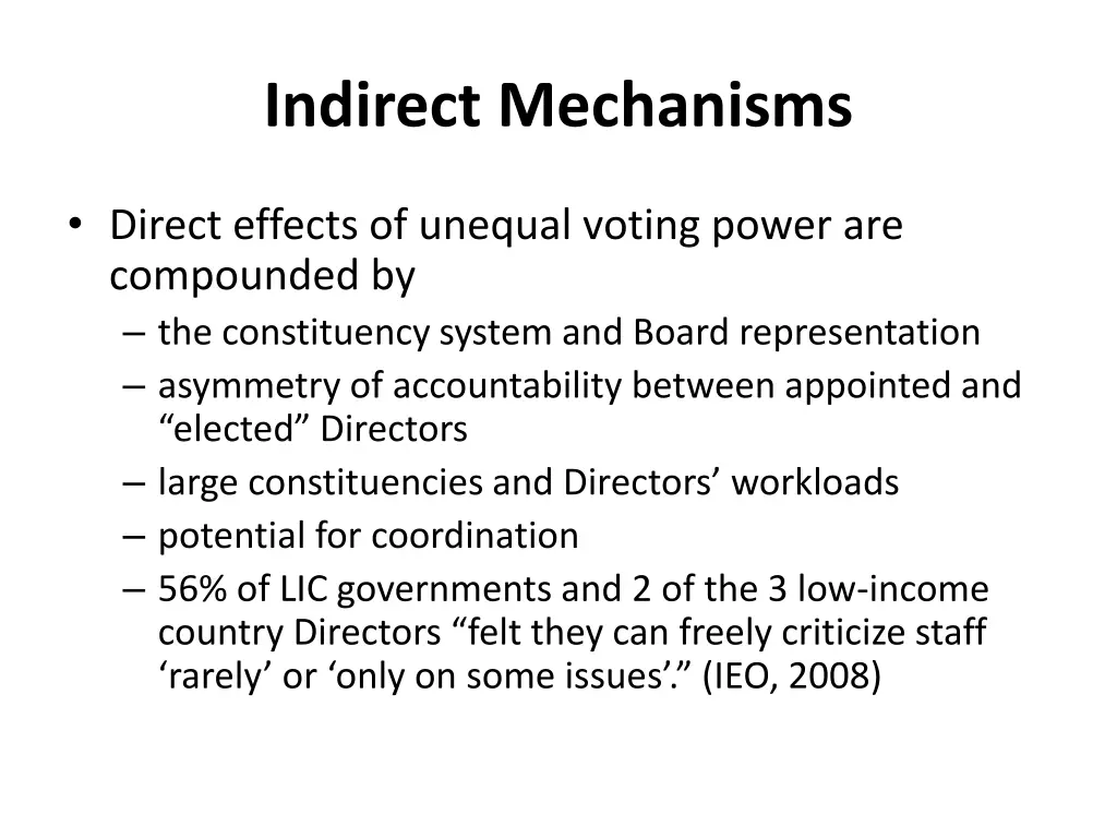 indirect mechanisms