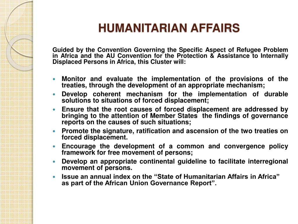 humanitarian affairs